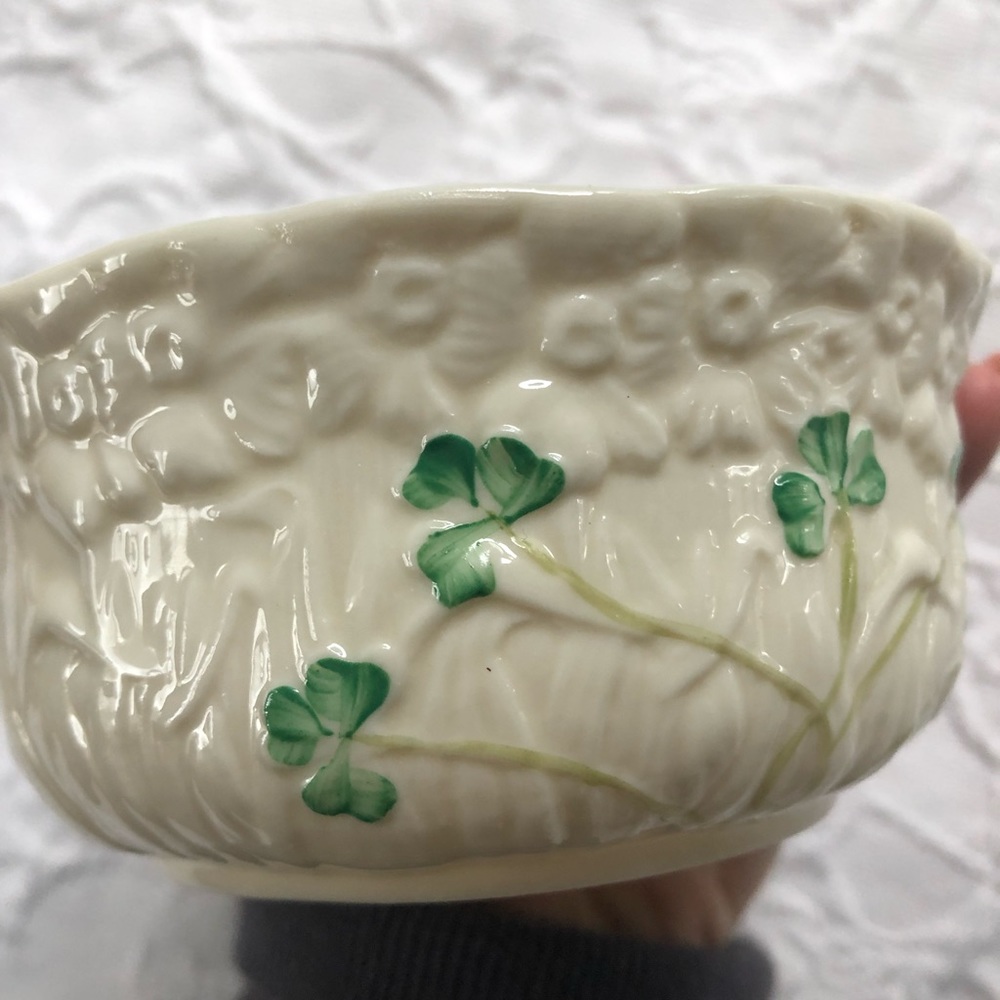 Belleek China Daisy BonBon Dish - Shamrock Porcelain Candy Bowl